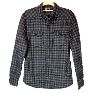 Frank & Oak Jacket Medium Plaid Quilted Insulated Snaps Lightweight outdoor